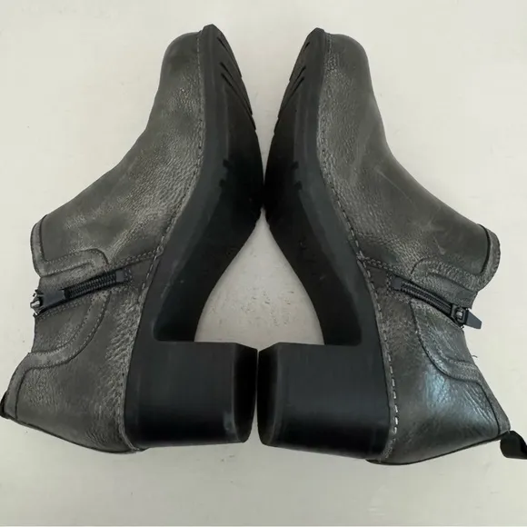 Dansko Harlene Gray Burnished Leather Heeled Ankle Boots Comfort Booties Size 40