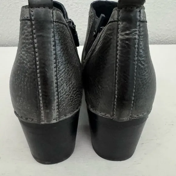 Dansko Harlene Gray Burnished Leather Heeled Ankle Boots Comfort Booties Size 40