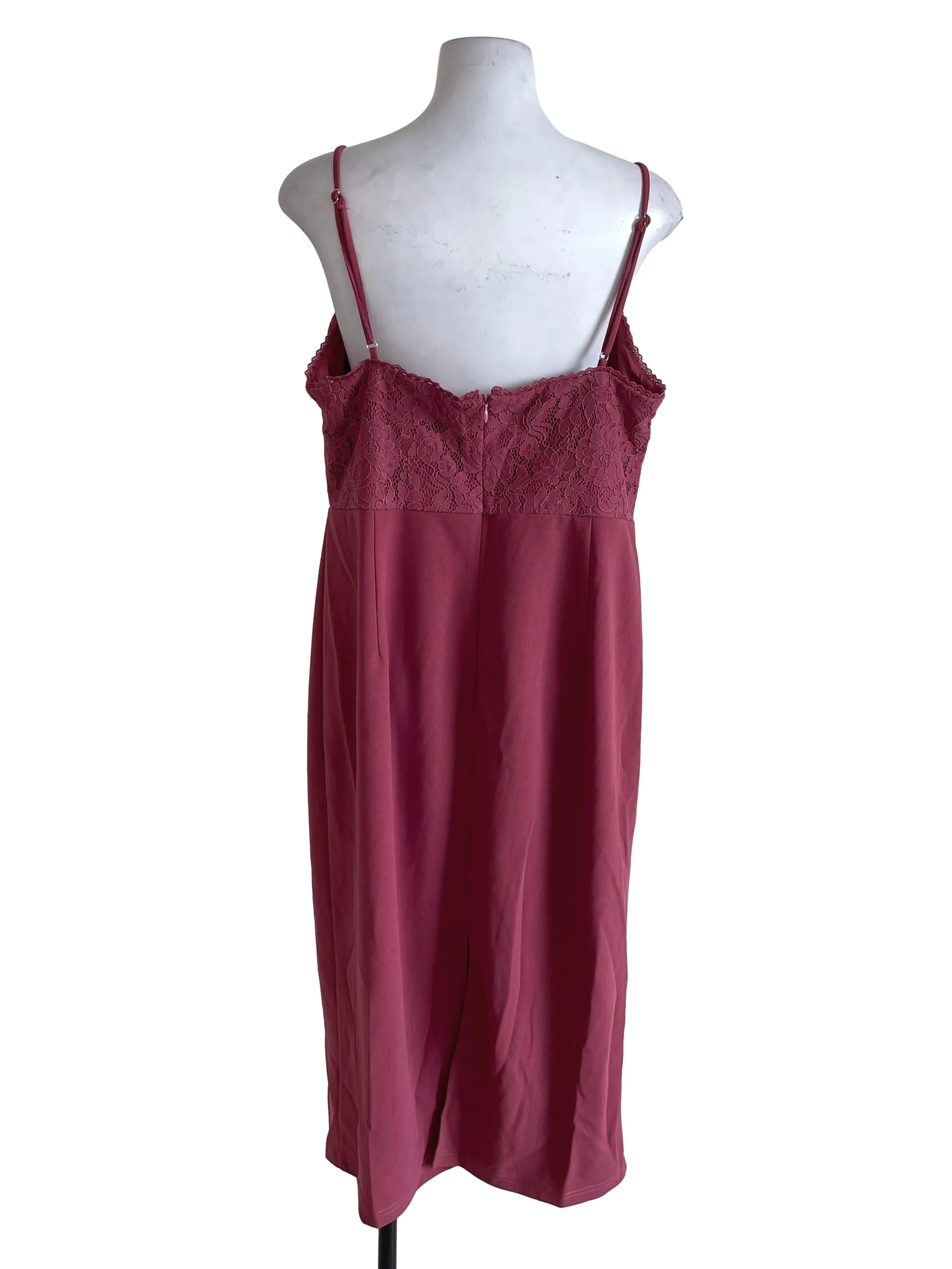 Dark Pink Lace Sheath Dress TCL