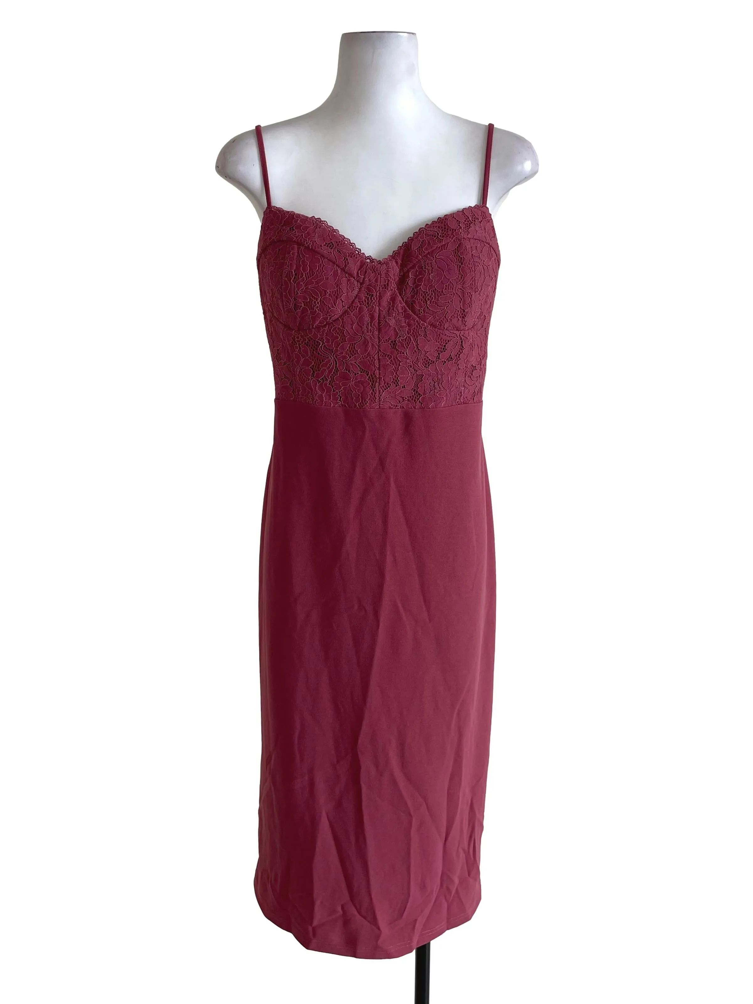 Dark Pink Lace Sheath Dress TCL