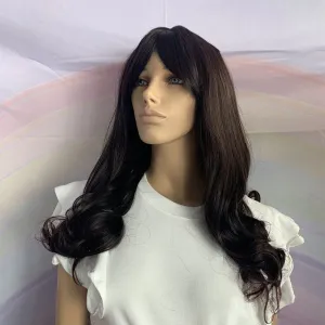 Dark Red Brown Mid Length Curly Wig