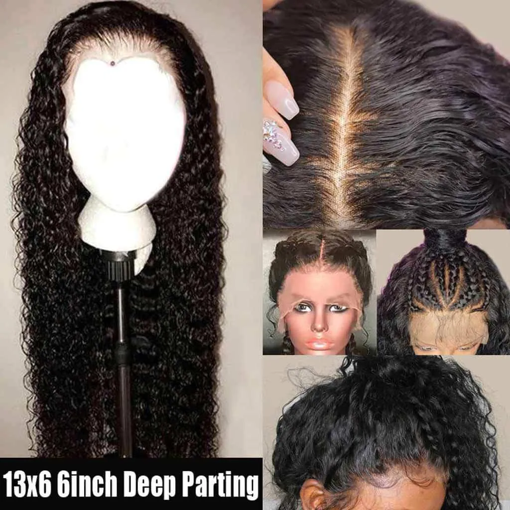Deep Wave Wigs 13x6 Frontal Wigs Hd Transparent Lace Front Curly Human Hair Wigs Thick Density