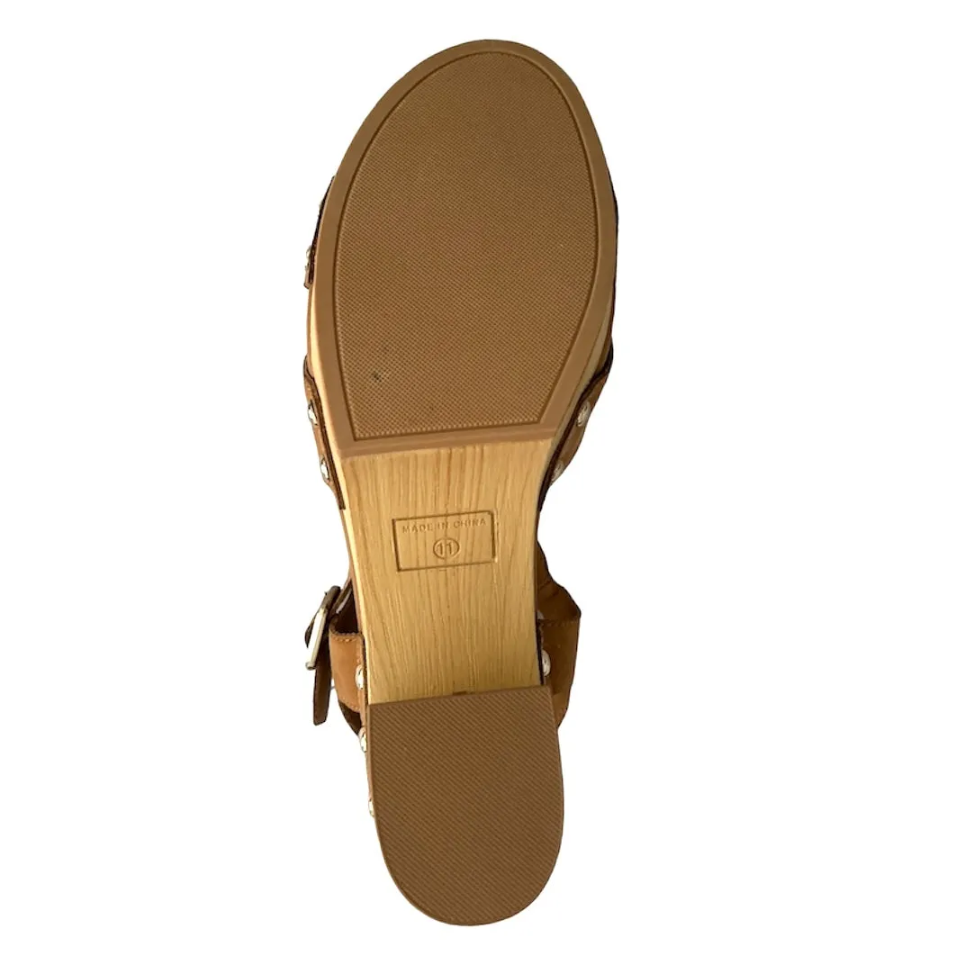 DELESTE Women's Wooden Platform Heeled Sandals