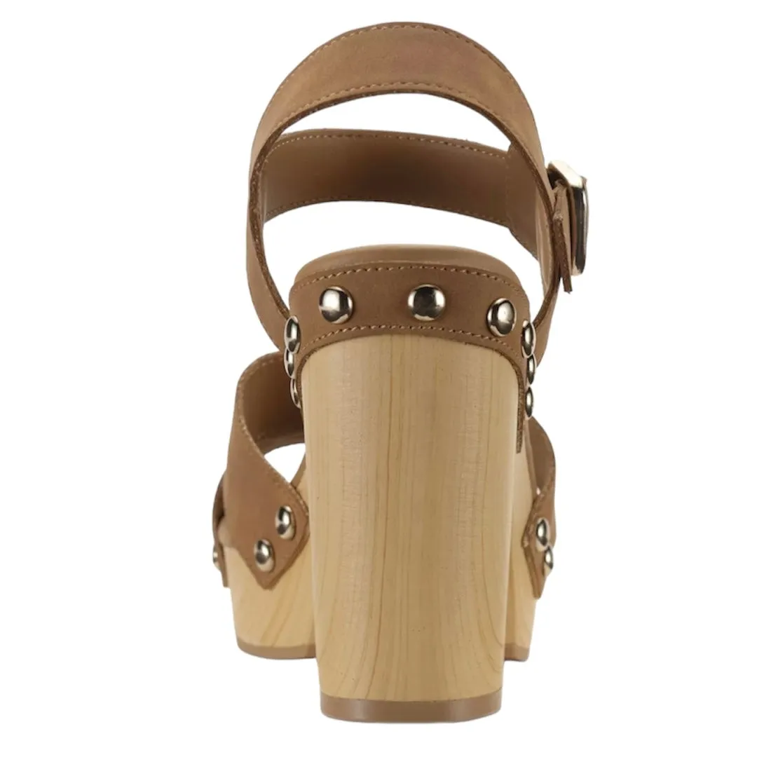 DELESTE Women's Wooden Platform Heeled Sandals