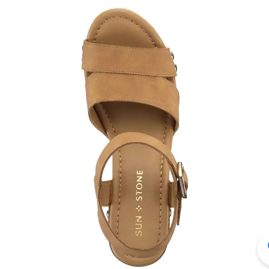 DELESTE Women's Wooden Platform Heeled Sandals