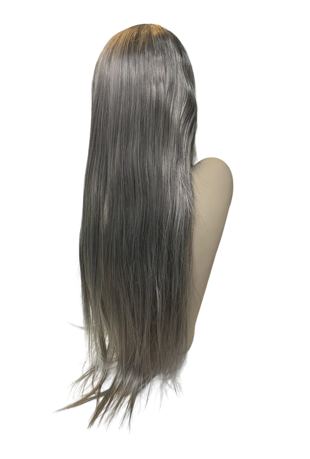 Deluxe Extra-Long Straight Grey Wig
