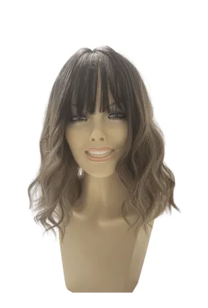 Deluxe Shoulder Length Loose Wave Ombre Black to Grey Wig