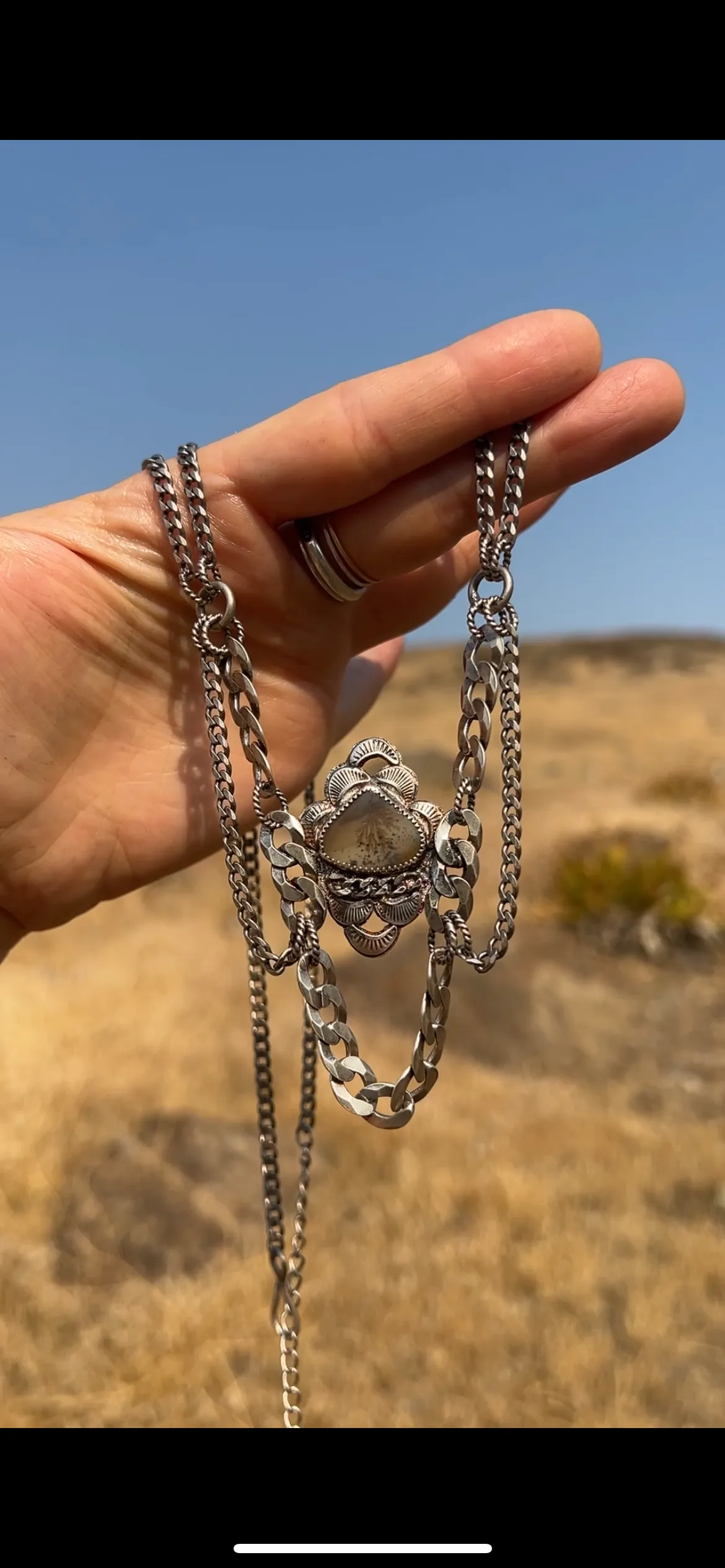 Dendritic Agate Multi Chain Necklace