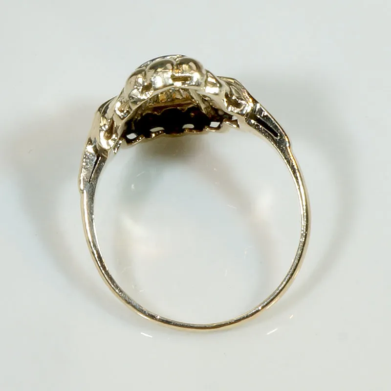 Diamond Art Deco Dinner Ring in Two-Tone Gold