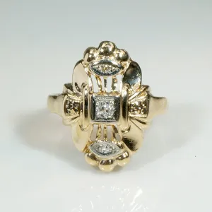 Diamond Art Deco Dinner Ring in Two-Tone Gold