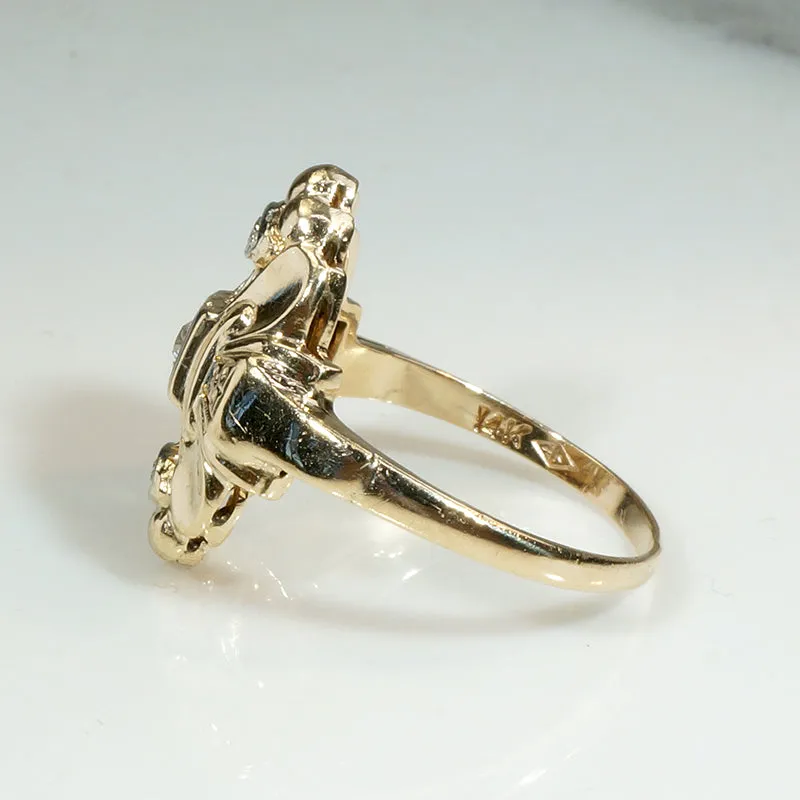 Diamond Art Deco Dinner Ring in Two-Tone Gold
