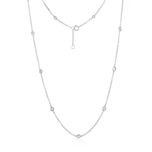 Diamond Bezel Necklace  in 14k White Gold