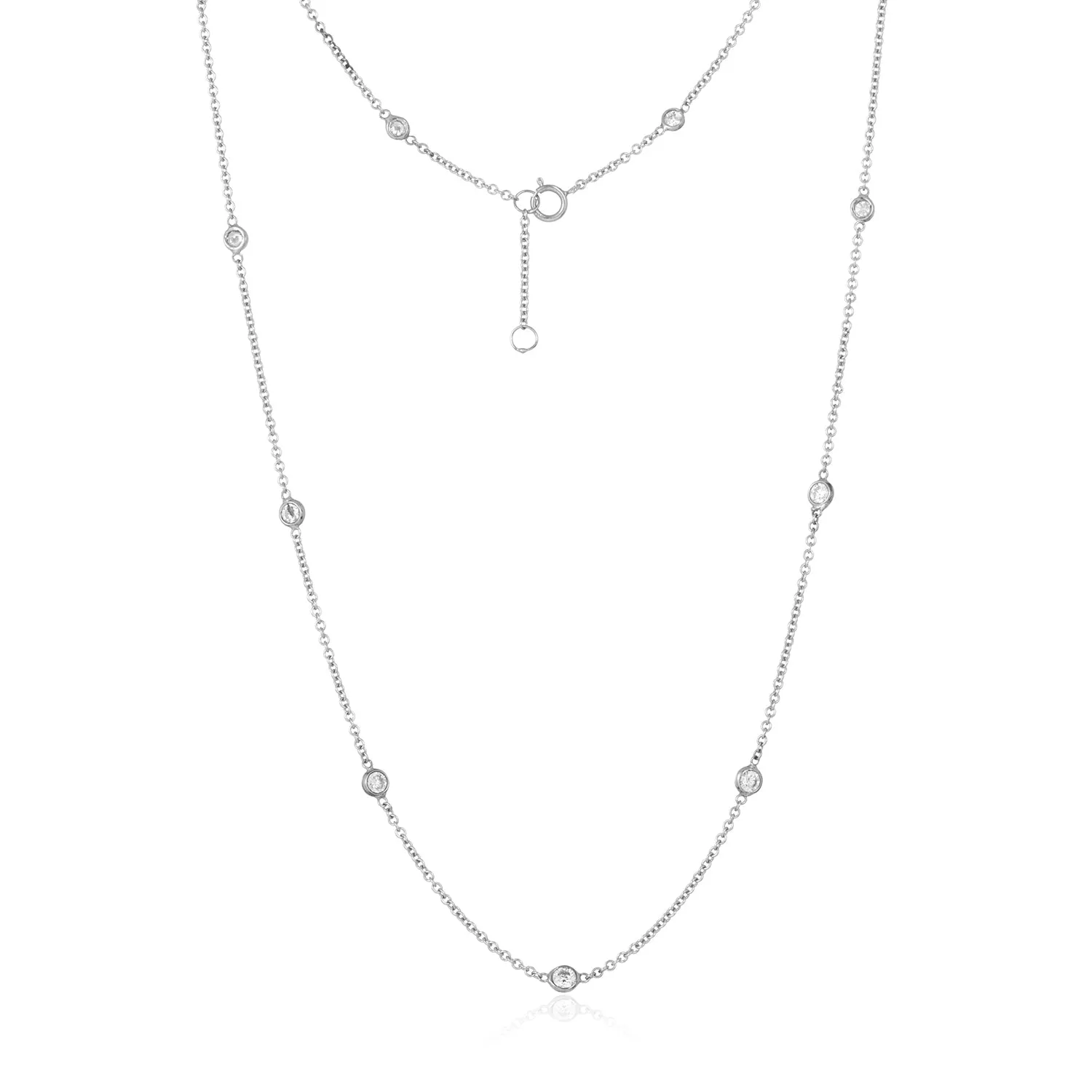 Diamond Bezel Necklace  in 14k White Gold