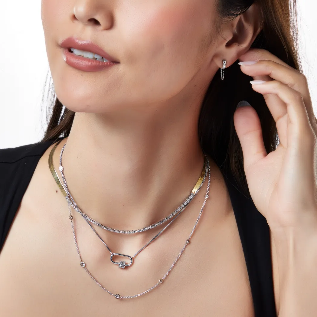 Diamond Bezel Necklace  in 14k White Gold