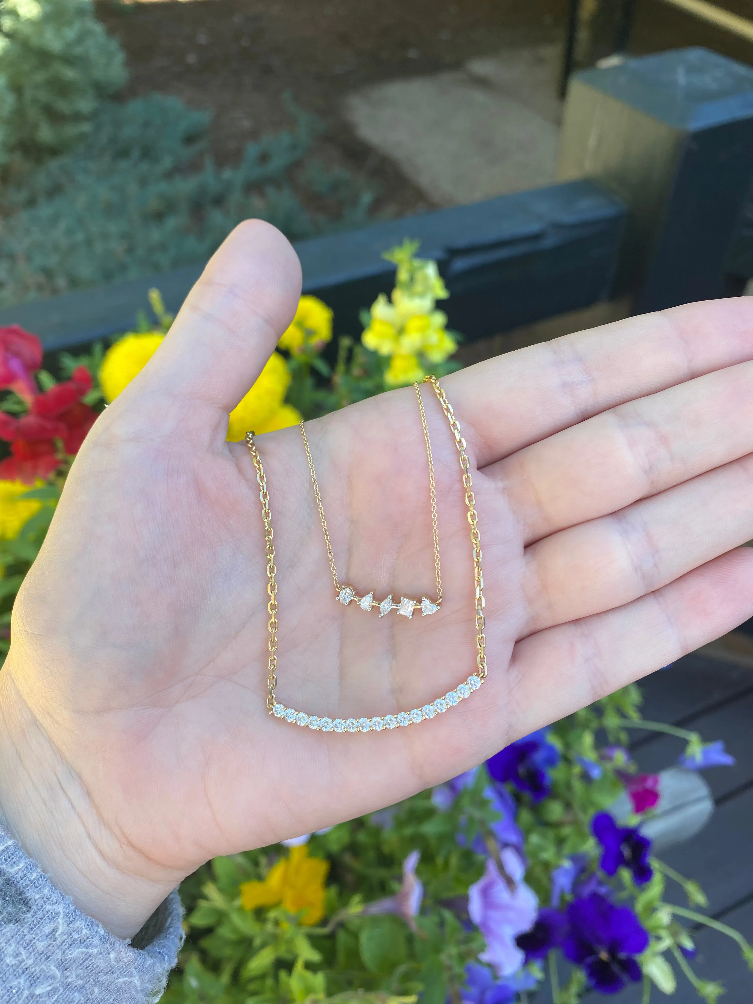 Diamond Curved Bar Necklace