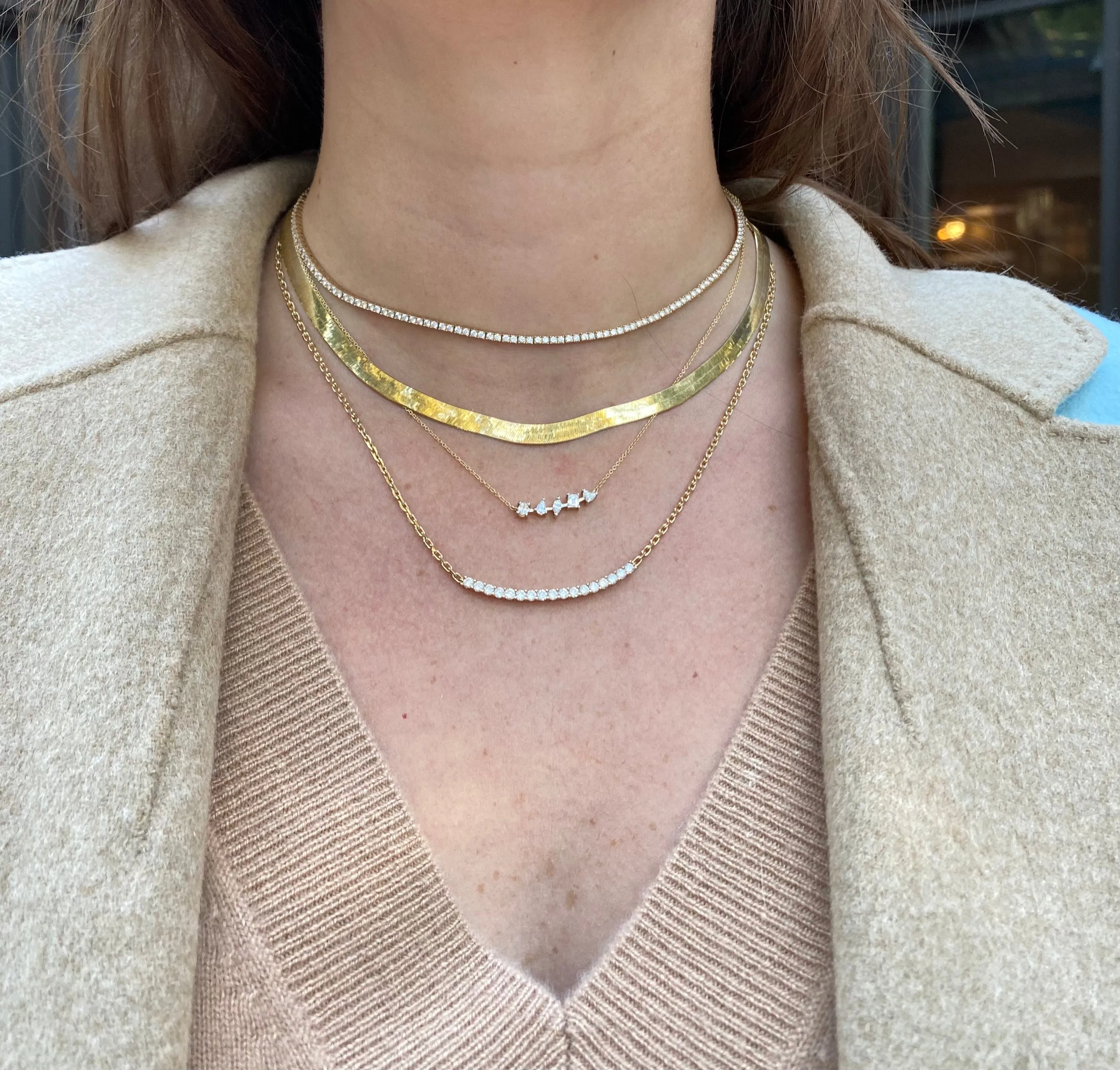 Diamond Curved Bar Necklace