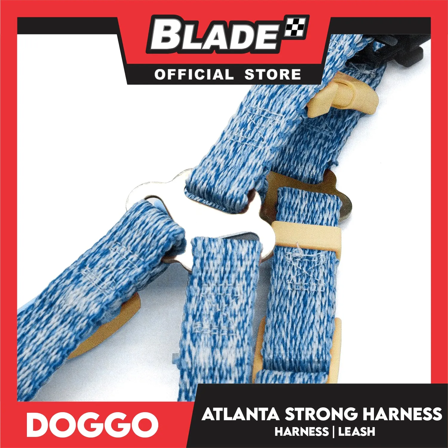 Doggo Atlanta Strong Harness and Leash Set Large (Blue)