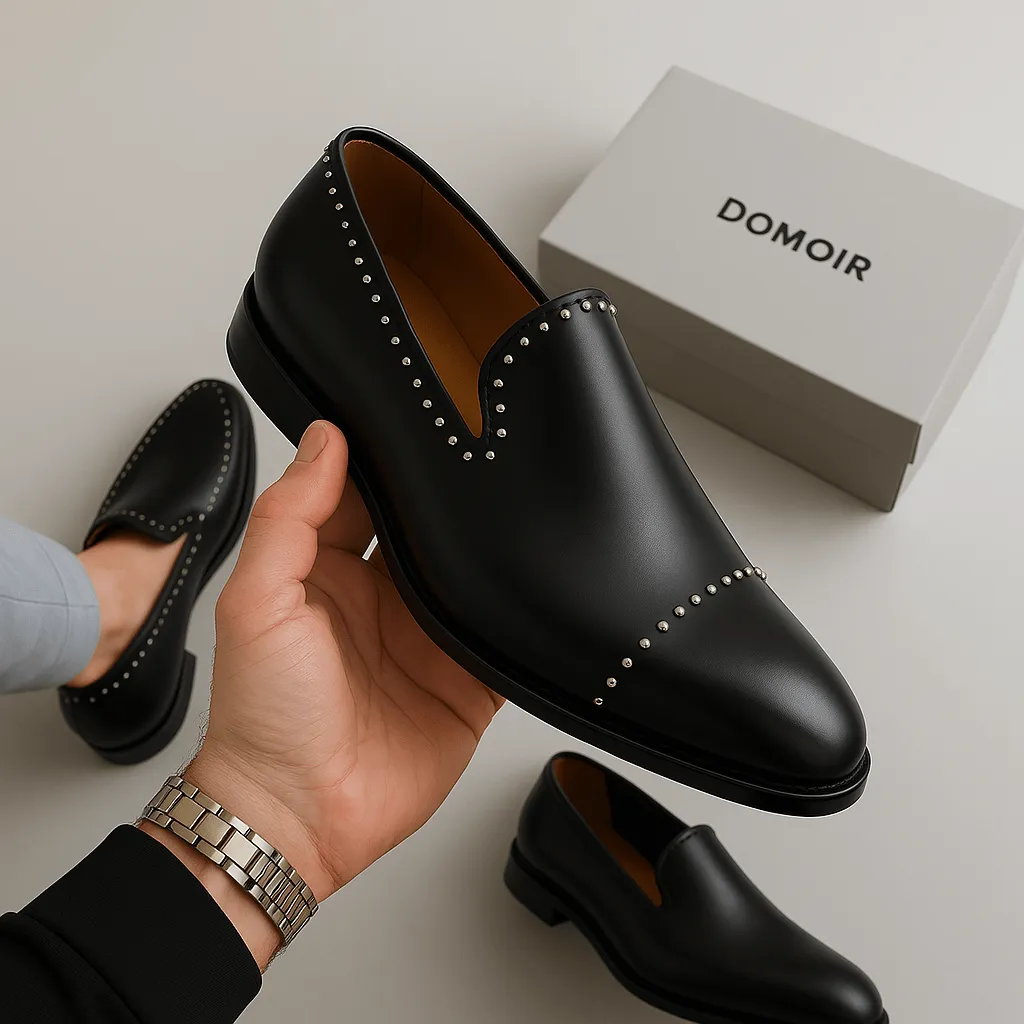 Domoir | Black Suede Round-Toe Loafers