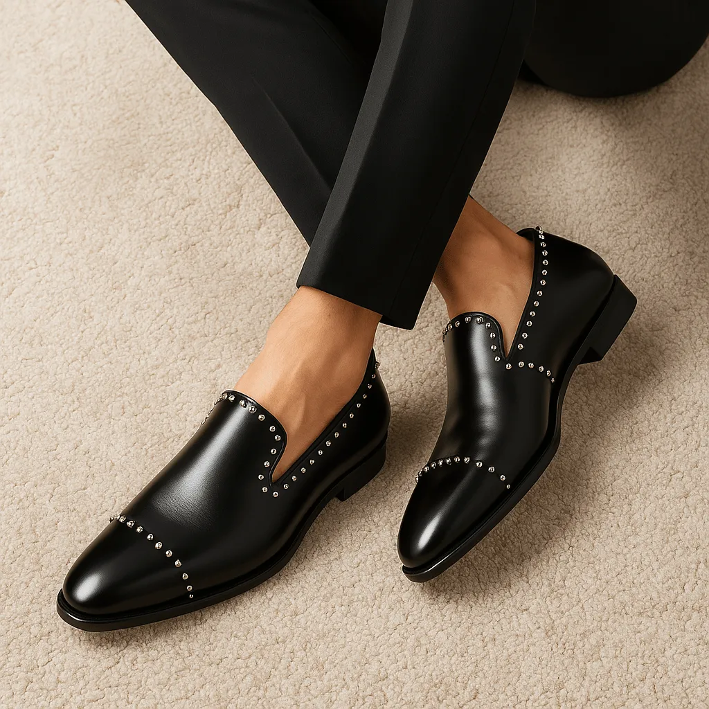 Domoir | Black Suede Round-Toe Loafers