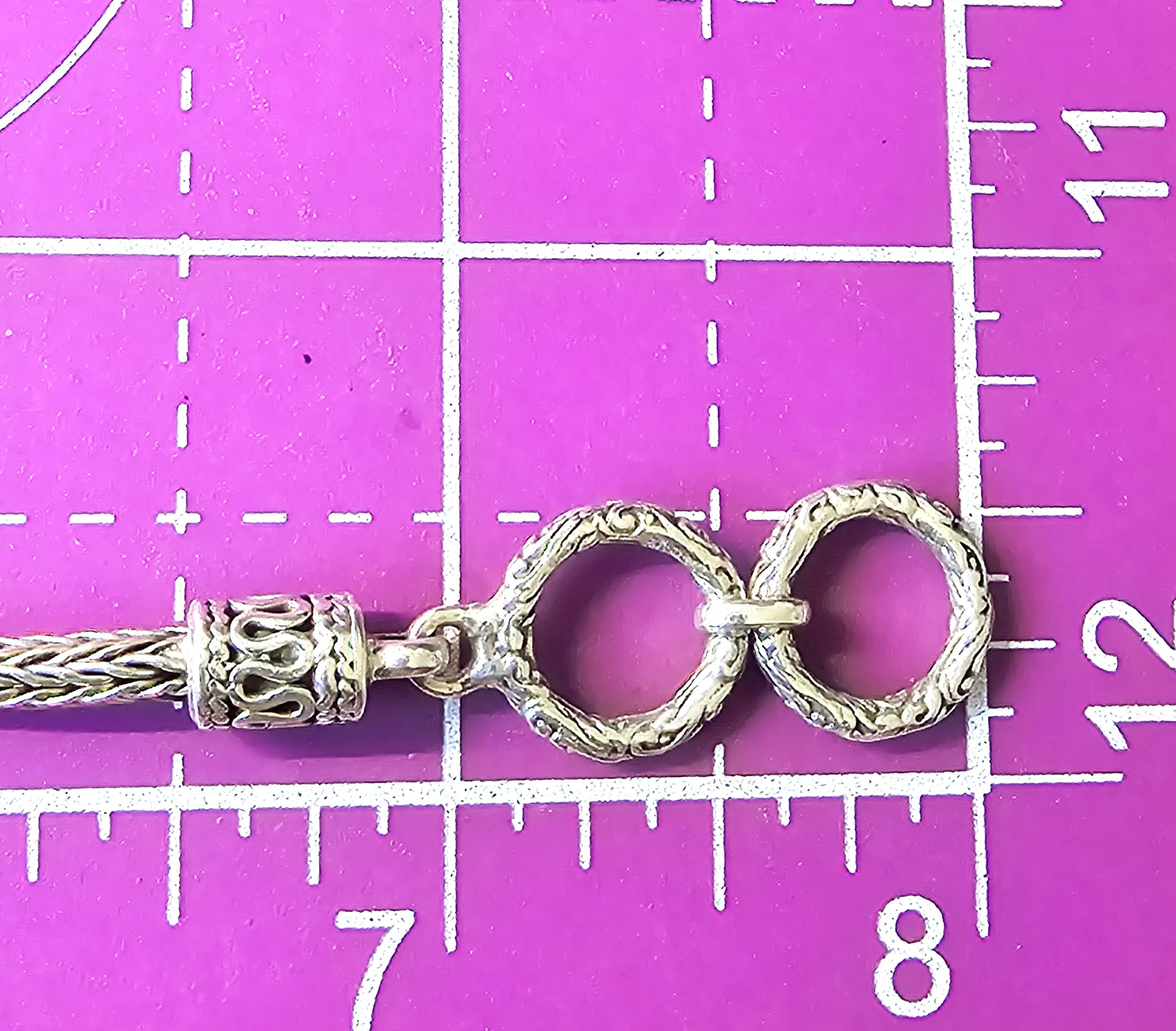 Double Dragon Naga tribal Bali Balinese sterling silver foxtail adjustable toggle bracelet