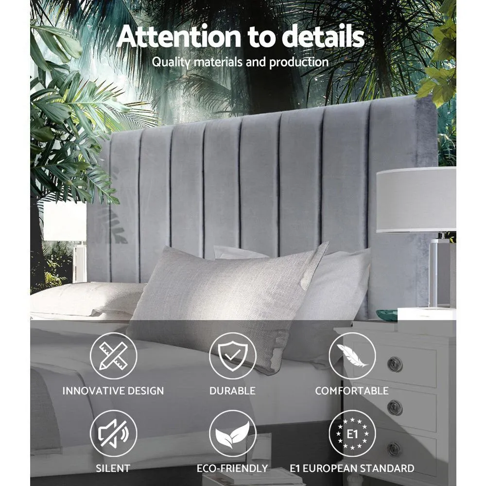 Double Size Bed Head Headboard Bedhead Bed Frame Base VELA Grey Fabric