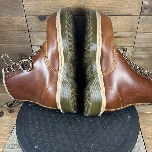 Dr. Martens 1460 Tan Oak Analine Boots Womens Size 5 Bouncy Soles Comfort Rare