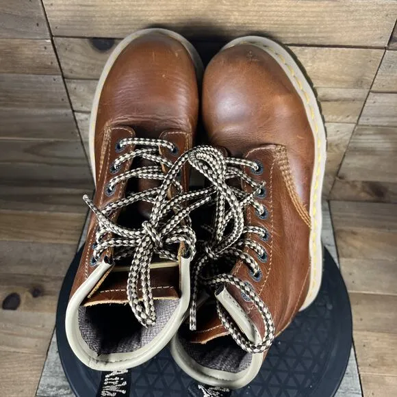Dr. Martens 1460 Tan Oak Analine Boots Womens Size 5 Bouncy Soles Comfort Rare