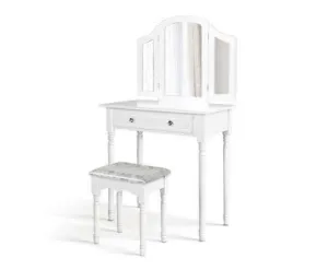 Dressing Table Stool Mirror Drawer Makeup Jewellery Cabinet Organizer