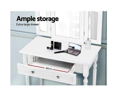 Dressing Table Stool Mirror Drawer Makeup Jewellery Cabinet Organizer
