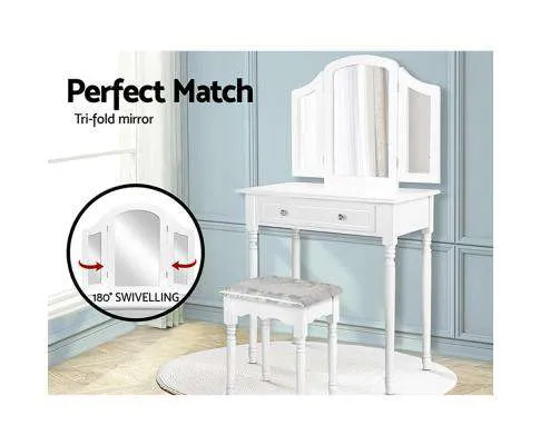 Dressing Table Stool Mirror Drawer Makeup Jewellery Cabinet Organizer