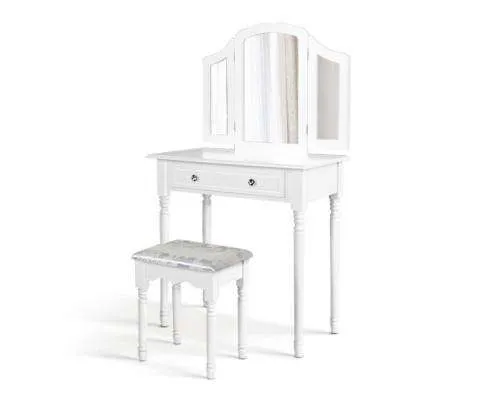 Dressing Table Stool Mirror Drawer Makeup Jewellery Cabinet Organizer
