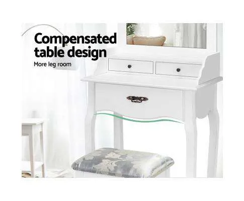 Dressing Table Stool Mirror Drawer Makeup Jewellery Cabinet White Desk
