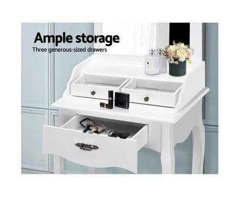 Dressing Table Stool Mirror Drawer Makeup Jewellery Cabinet White Desk