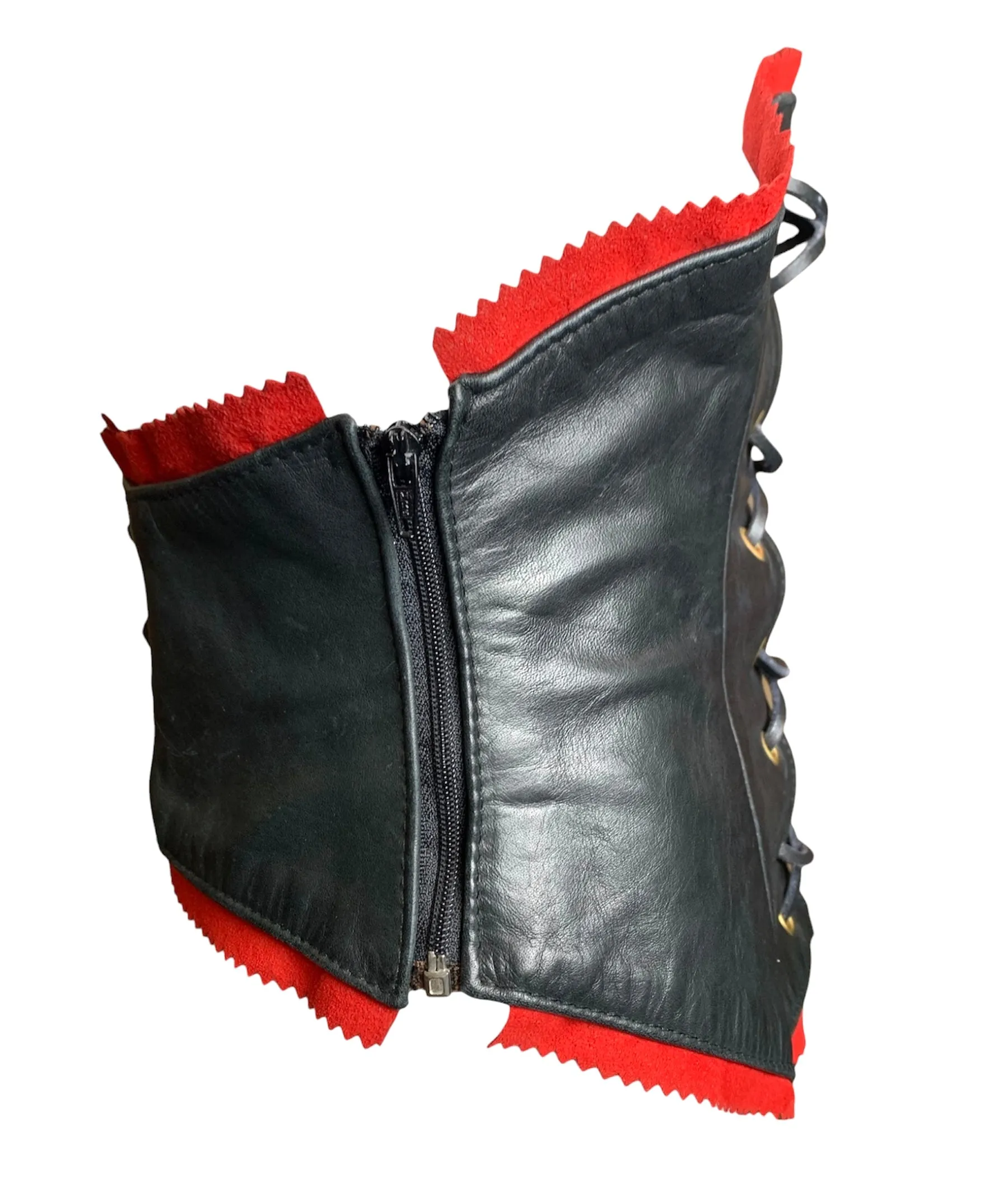 DSquared2 Black & Red Leather Corset Bustier