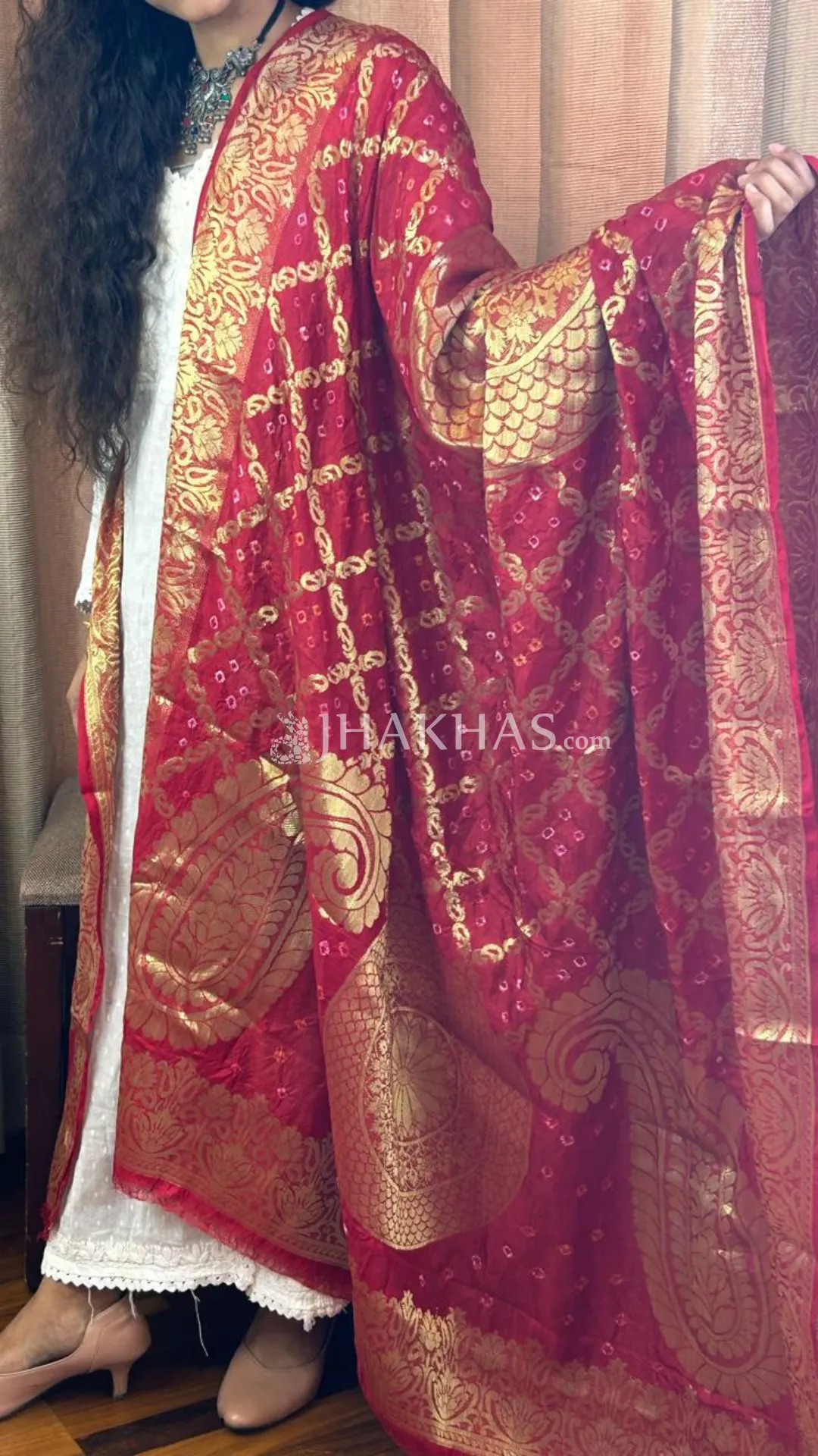 Dulhan Red Banarasi Gharchola Soft Silk Dupatta