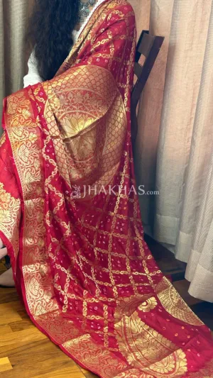 Dulhan Red Banarasi Gharchola Soft Silk Dupatta