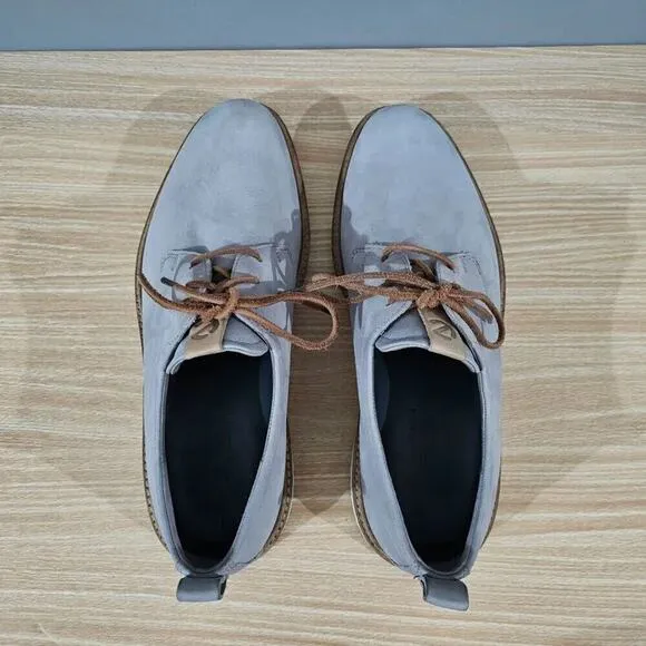 Ecco Derby ST.1 Hybrid Plain Toe Sneaker Mens Shoe Moon Rock Gray Leather Sz 10