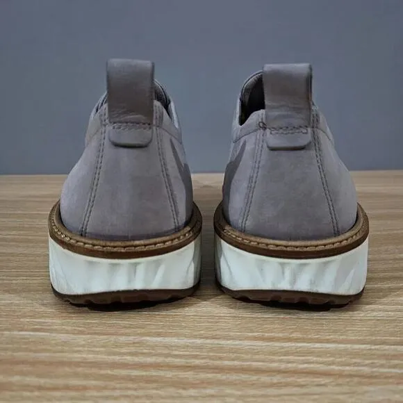 Ecco Derby ST.1 Hybrid Plain Toe Sneaker Mens Shoe Moon Rock Gray Leather Sz 10