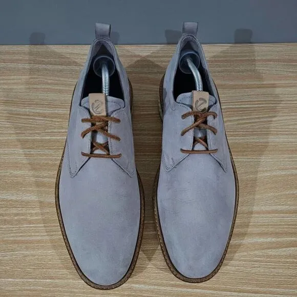 Ecco Derby ST.1 Hybrid Plain Toe Sneaker Mens Shoe Moon Rock Gray Leather Sz 10