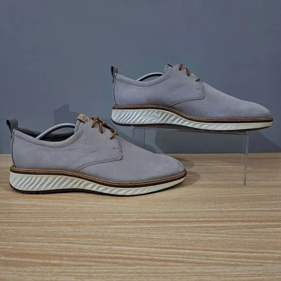 Ecco Derby ST.1 Hybrid Plain Toe Sneaker Mens Shoe Moon Rock Gray Leather Sz 10