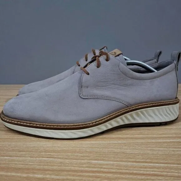 Ecco Derby ST.1 Hybrid Plain Toe Sneaker Mens Shoe Moon Rock Gray Leather Sz 10