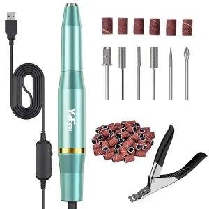 Electric Nail Drill- Professional Portable Manicure Pedicure E-File Kit with Acrylic Fake Nail Clipper for Shaping, Polishing, Removing Acrylic Gel Nails