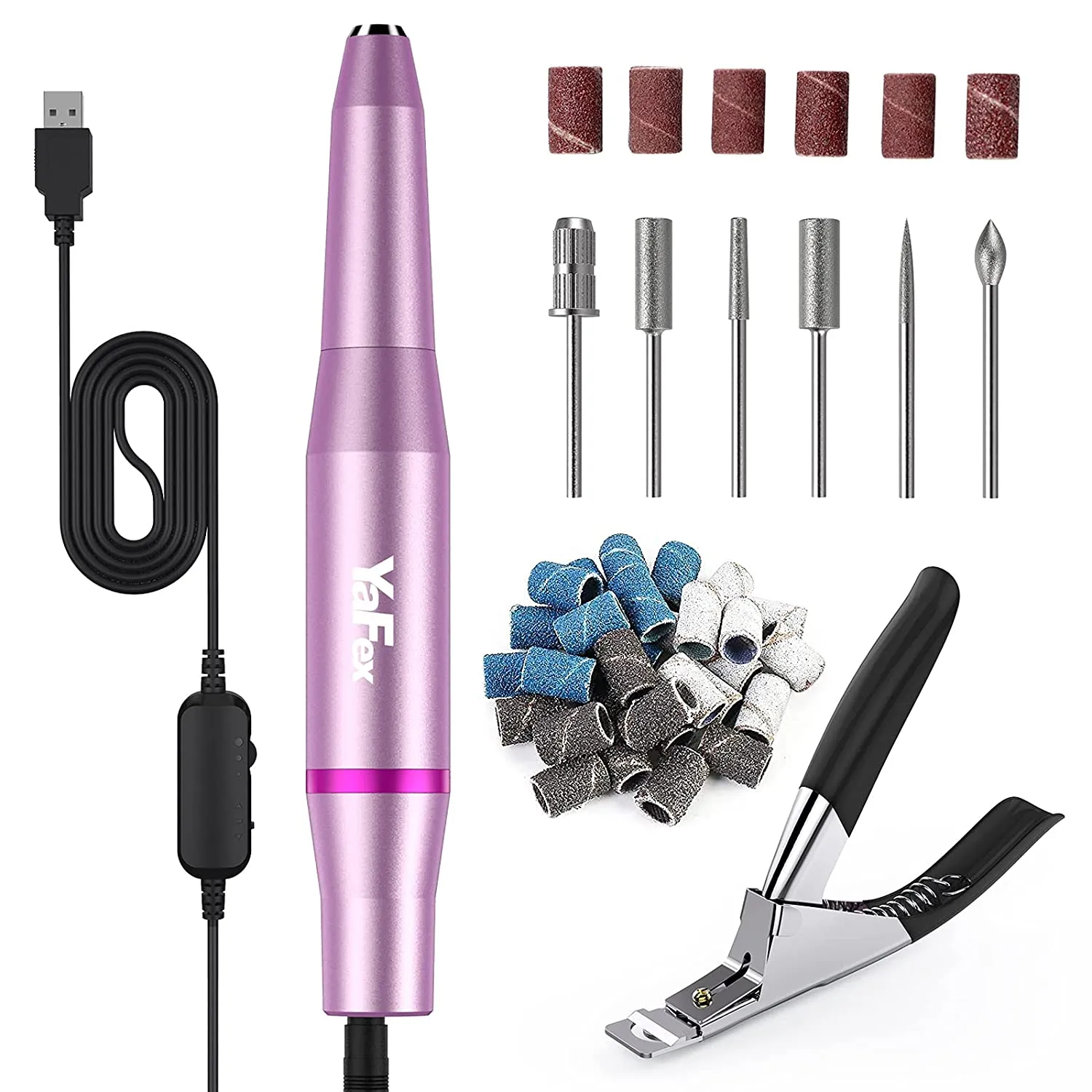 Electric Nail Drill- Professional Portable Manicure Pedicure E-File Kit with Acrylic Fake Nail Clipper for Shaping, Polishing, Removing Acrylic Gel Nails