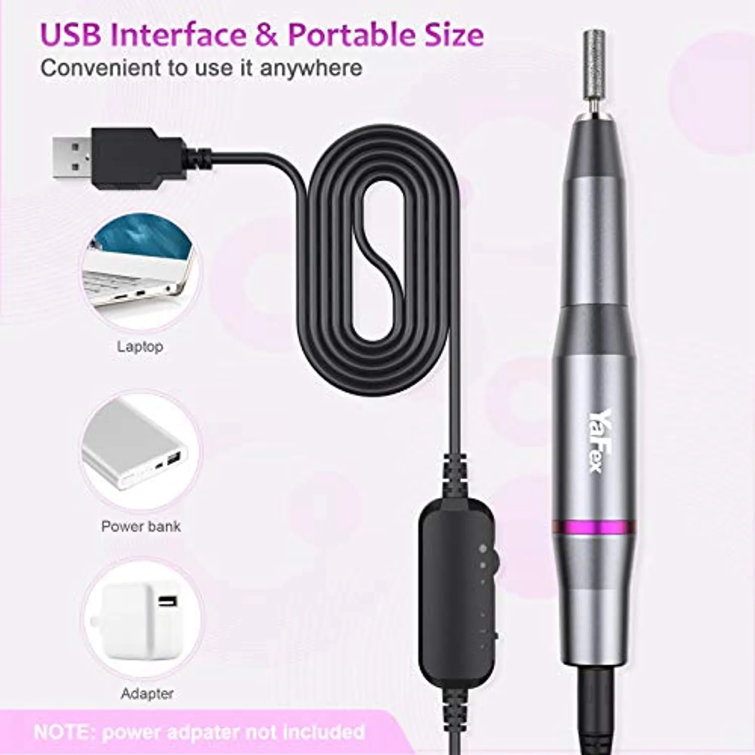 Electric Nail Drill- Professional Portable Manicure Pedicure E-File Kit with Acrylic Fake Nail Clipper for Shaping, Polishing, Removing Acrylic Gel Nails