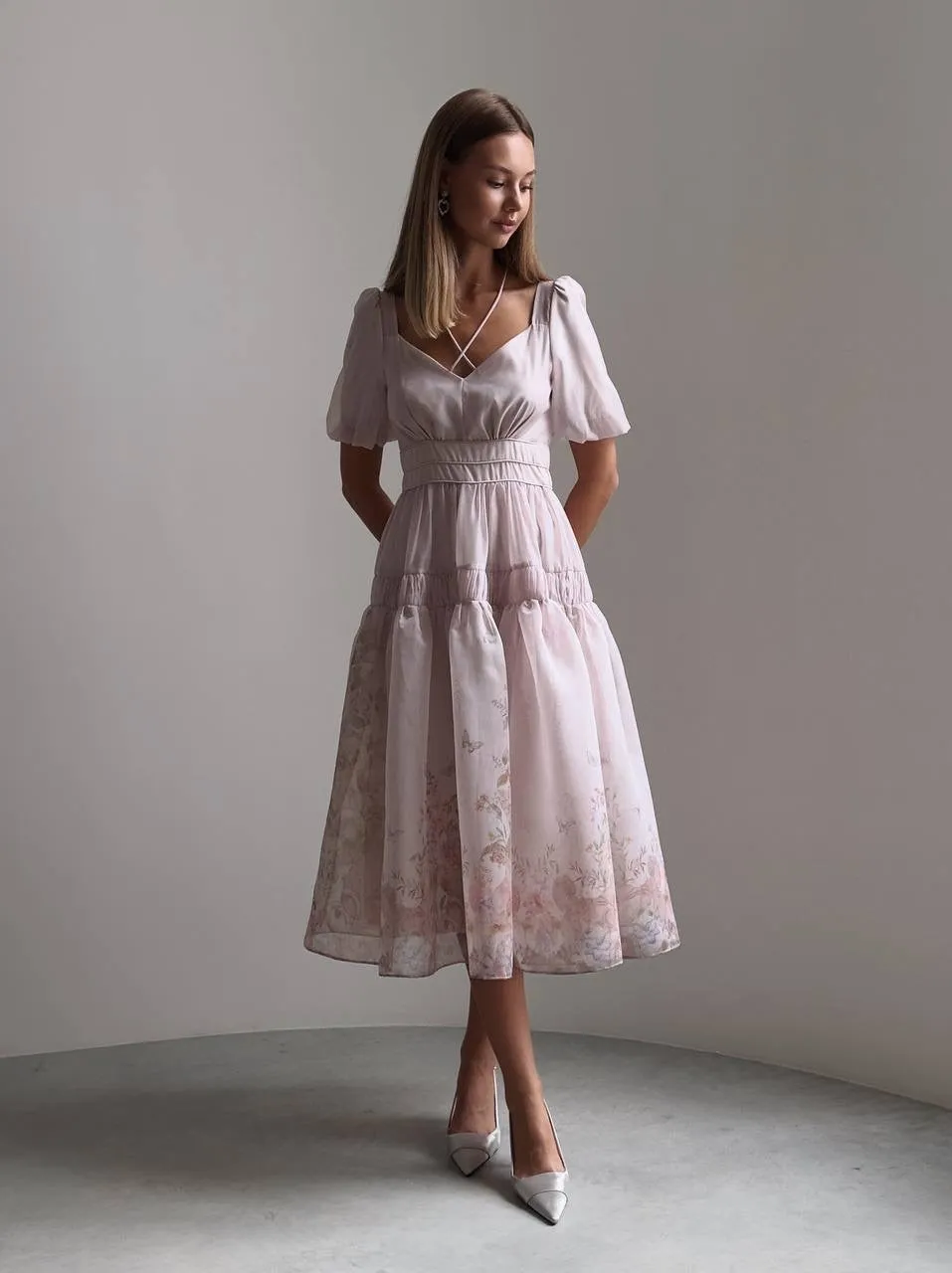 Elegant Floral Print Midi Dress
