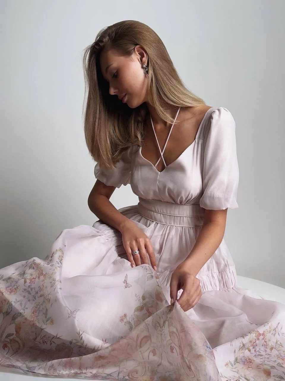 Elegant Floral Print Midi Dress