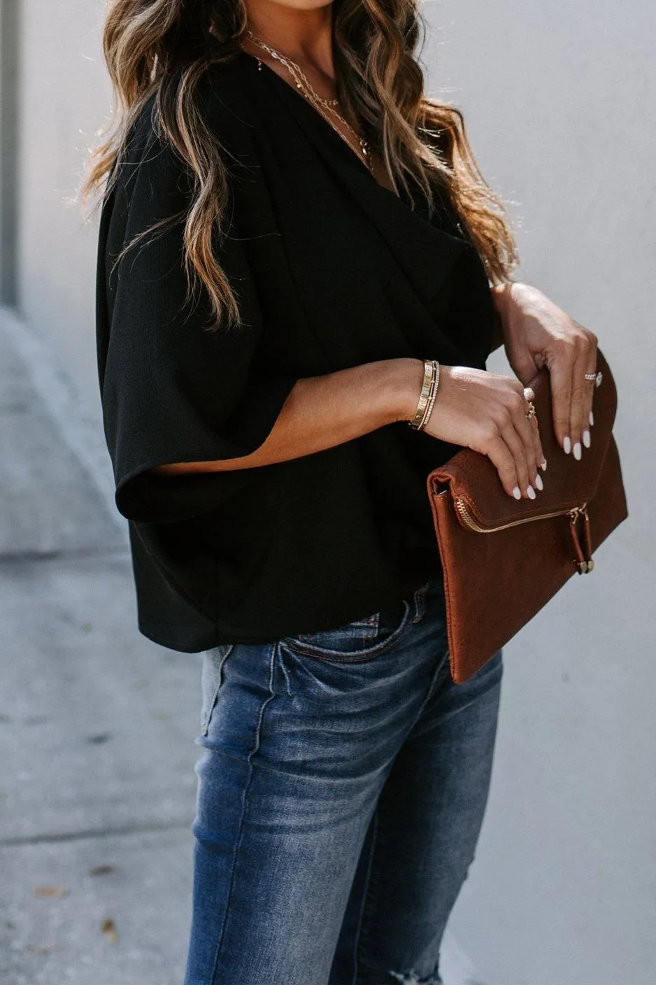 Elton Drape Blouse - Black