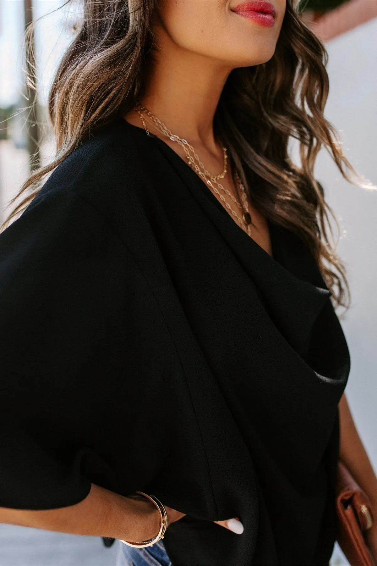 Elton Drape Blouse - Black