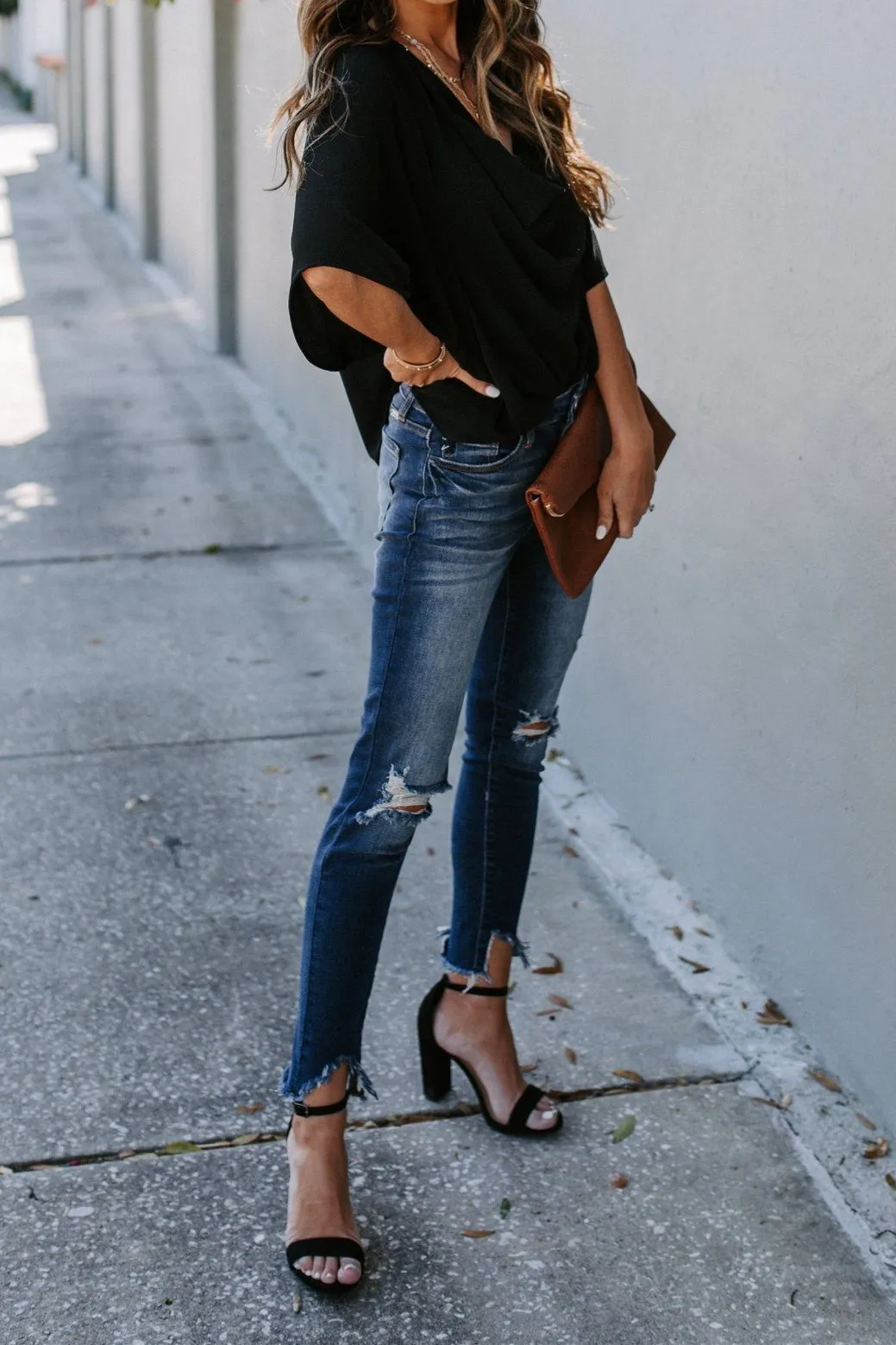 Elton Drape Blouse - Black