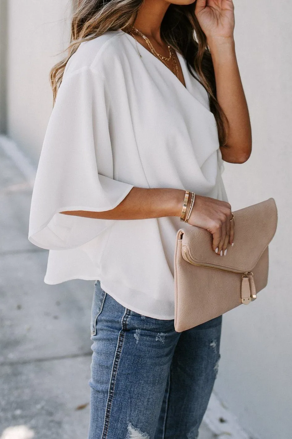 Elton Drape Blouse - White